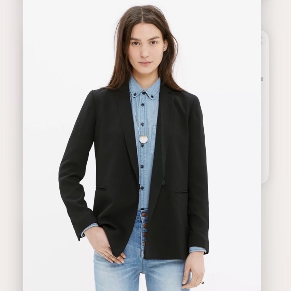 Madewell Black Single-Button Tailored Blazer - image 1